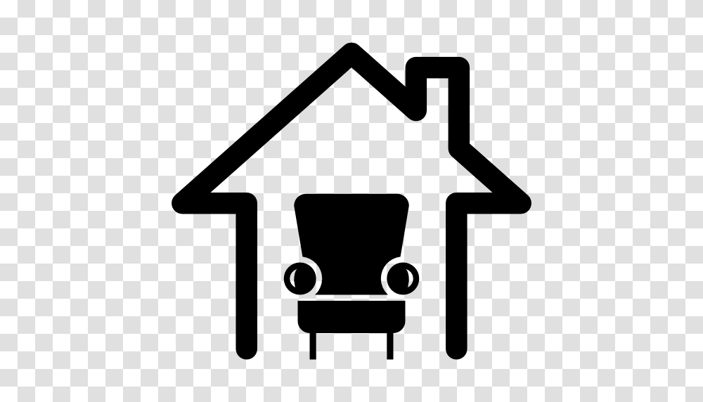 Home Interior Symbol Of A Single Sofa In A House Outline, Axe, Tool, Stencil, Logo Transparent Png