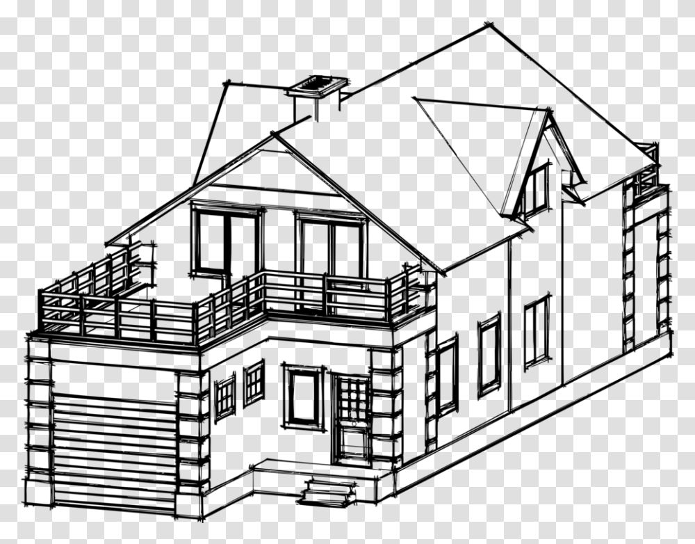 Home Line Art Architecture Drawing House, Gray, World Of Warcraft Transparent Png
