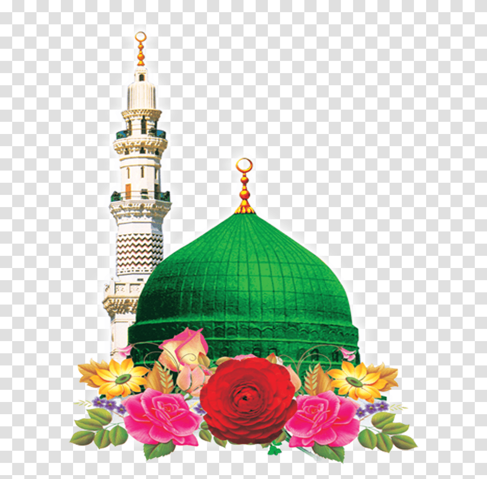 Home Masjid Nabvi With Flowers Image Al Masjid An Nabawi, Dome, Architecture, Building, Mosque Transparent Png