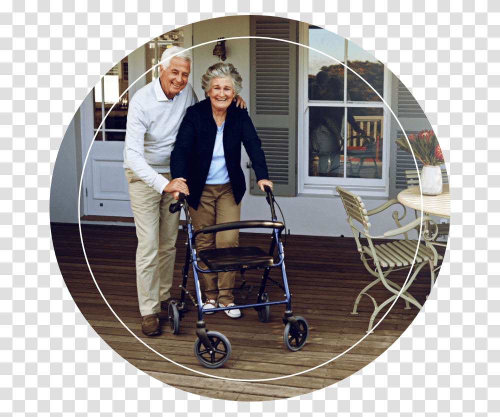 Home Medical Equipment Circle Image In Home Medical Supplies, Person, Chair, Furniture, Bicycle Transparent Png