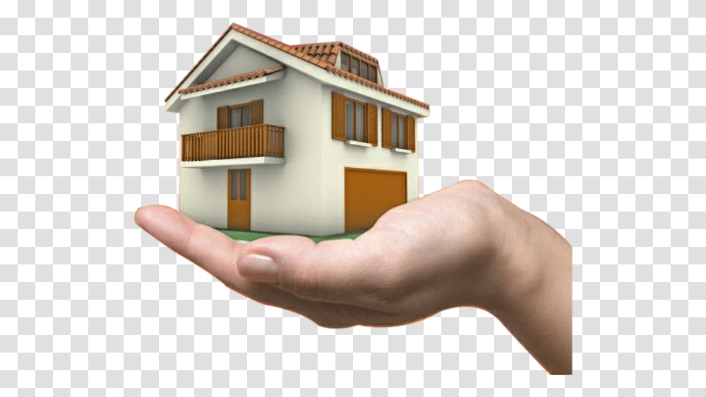 Home On Hand Home Logo In Hand, Person, Human, Housing, Building Transparent Png