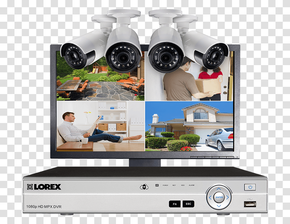Home Security System With 4 Channel Dvr 4 Ultra Wide 4 Ch Dvr 4 Camera, Person, Car, Transportation, Wheel Transparent Png