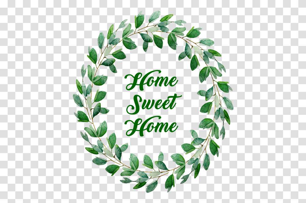 Home Sweet Watercolor Wreath Free Image On Pixabay Home Sweet Home Verde, Plant, Tree, Leaf, Potted Plant Transparent Png