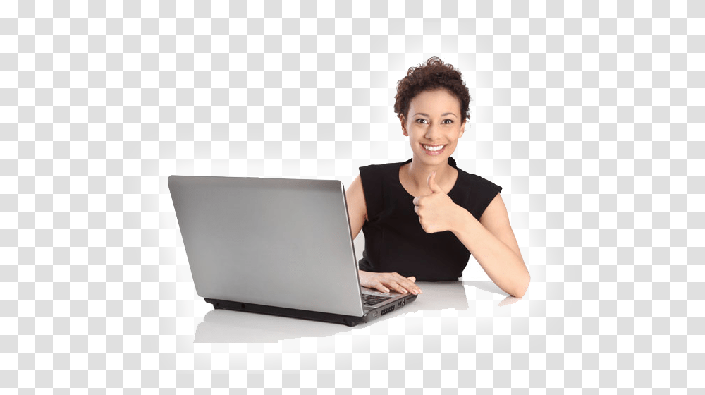 Home Tech Support Lady With Thumbs Up, Person, Human, Laptop, Pc Transparent Png