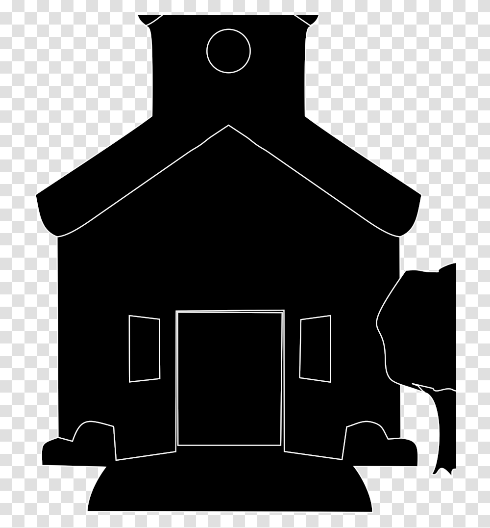 Home With Tree Black Icon Image House, Building, Silhouette, Label Transparent Png