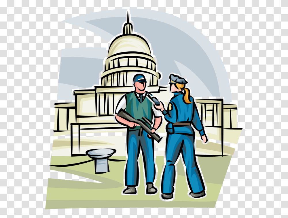 Homeland Security Officers Guard U S Capitol, Person, Human, Worker, Building Transparent Png