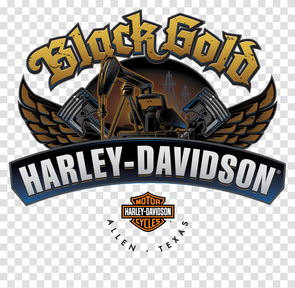 Homepage Black Gold Harley Davidson, Symbol, Logo, Text, Word Transparent Png