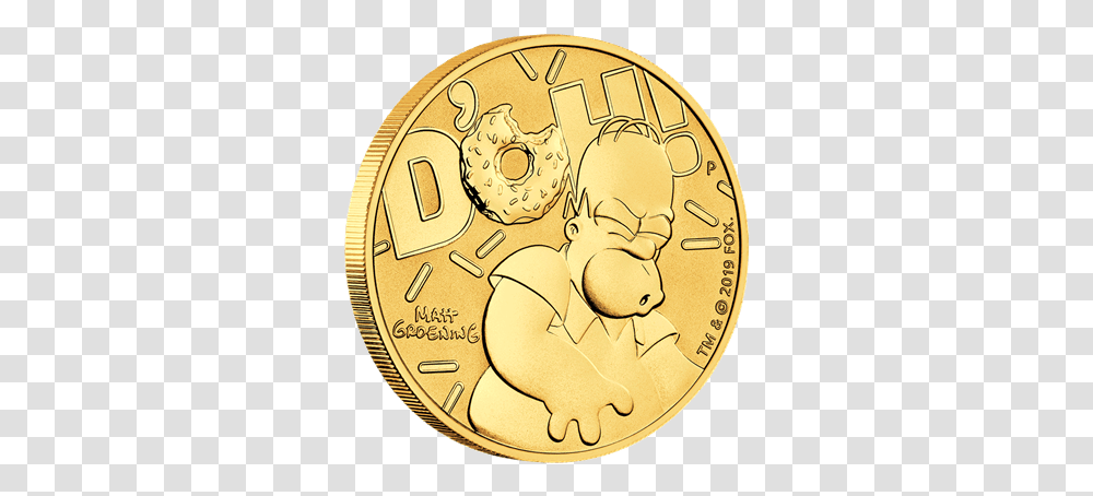 Homer Simpson 1 Oz Emkcom Homer Simpson Gold Coin, Money, Gold Medal, Trophy Transparent Png