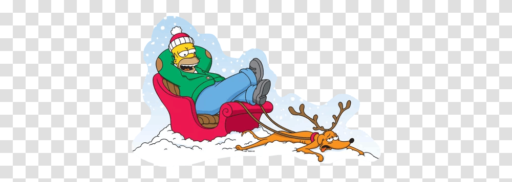 Homer Simpson Christmas Reindeer Ride Sticker Mania The Simpsons, Sled, Painting, Art Transparent Png