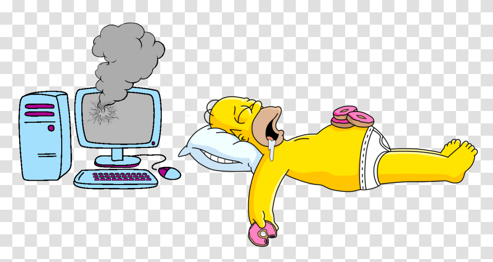 Homer Simpson Lying Down, Pillow, Screen Transparent Png
