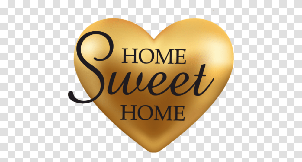 Homesweethome Home Heart Gold Words Text Letters Heart, Label, Egg, Food Transparent Png