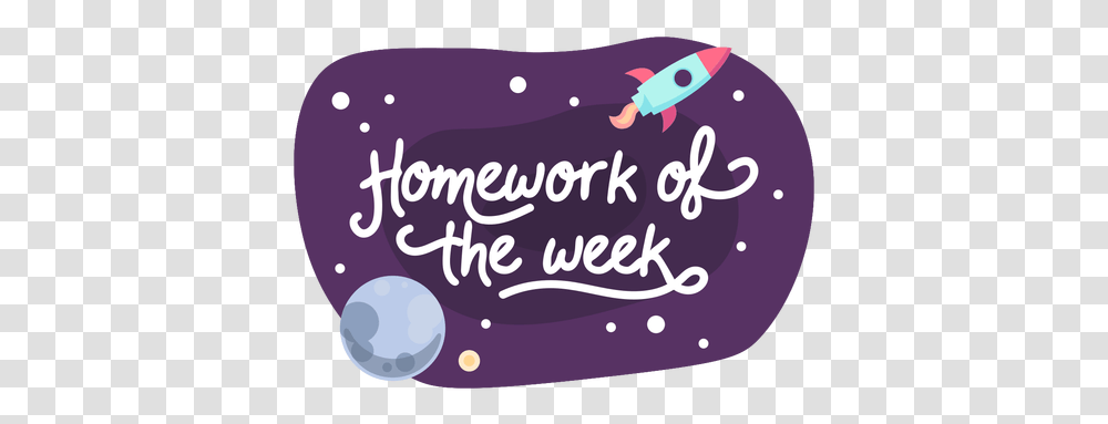 Homework Week Space Sticker Icon & Svg Illustration, Text, Label, Food, Sweets Transparent Png