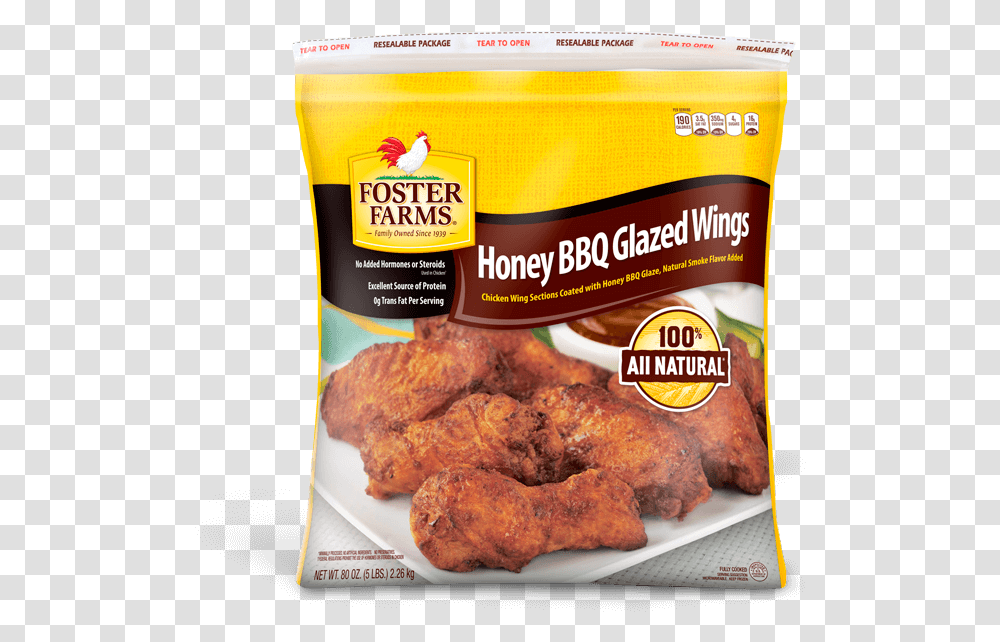 Honey Bbq Glazed Wings 80 Oz Foster Farms Honey Bbq Chicken Wings, Fried Chicken, Food, Nuggets, Bread Transparent Png