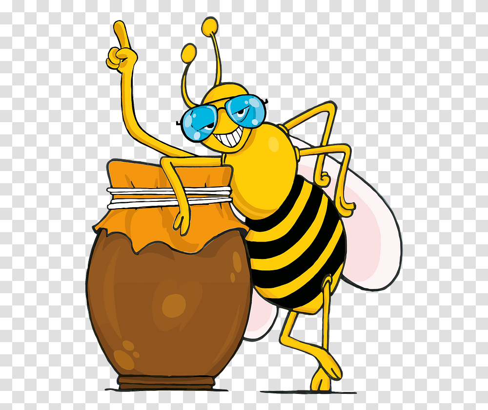 Honey Bee With Jar Clipart Honey Bee Clipart, Wasp, Insect, Invertebrate, Animal Transparent Png