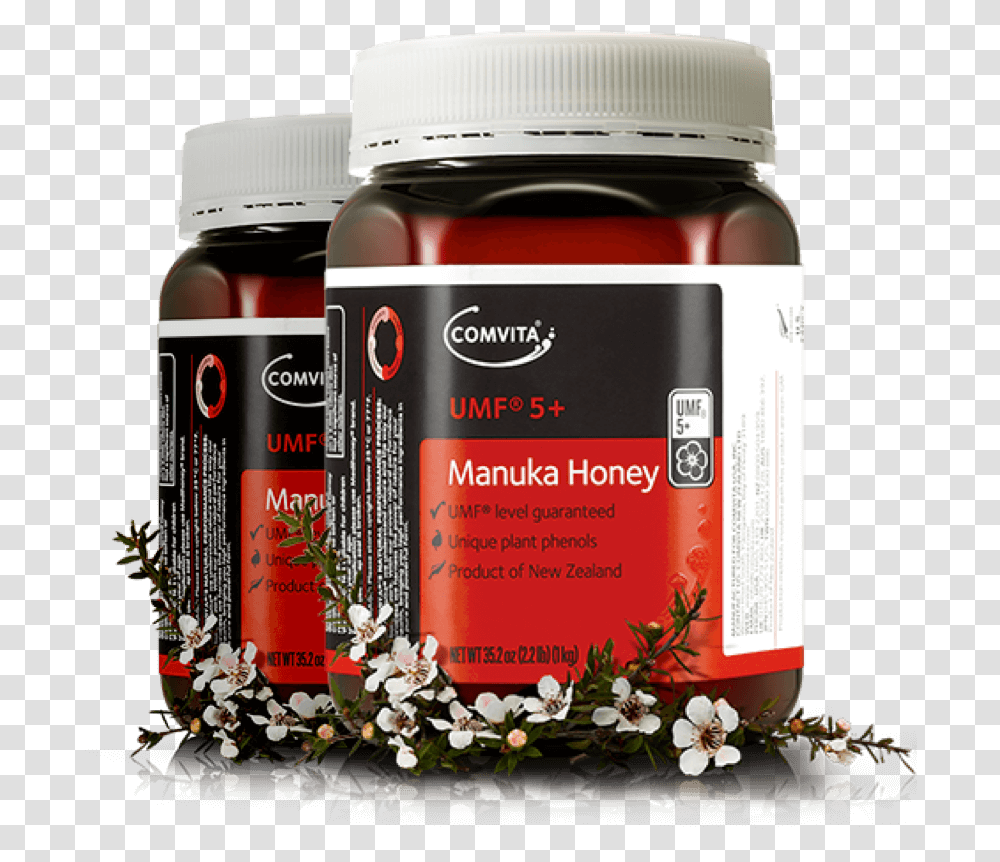 Honey Drop Comvita Manuka Honey, Jar, Label, Food Transparent Png