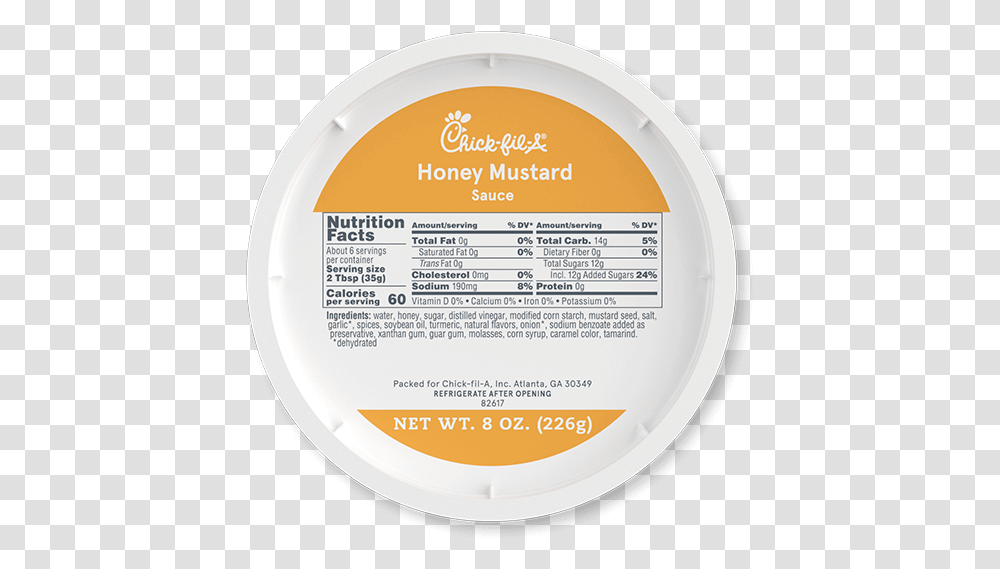 Honey Mustard Sauce Nutrition And Description Chick Fila Dot, Label, Text, Indoors, Room Transparent Png