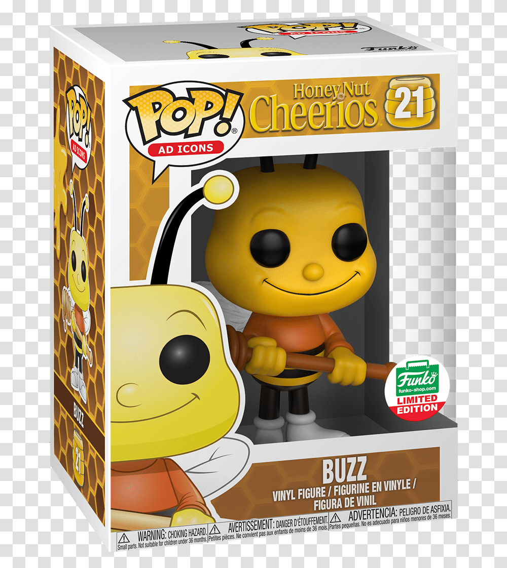 Honey Nut Cheerios Buzz Bee Ad Icons Funko Pop, Toy, Advertisement, Label Transparent Png
