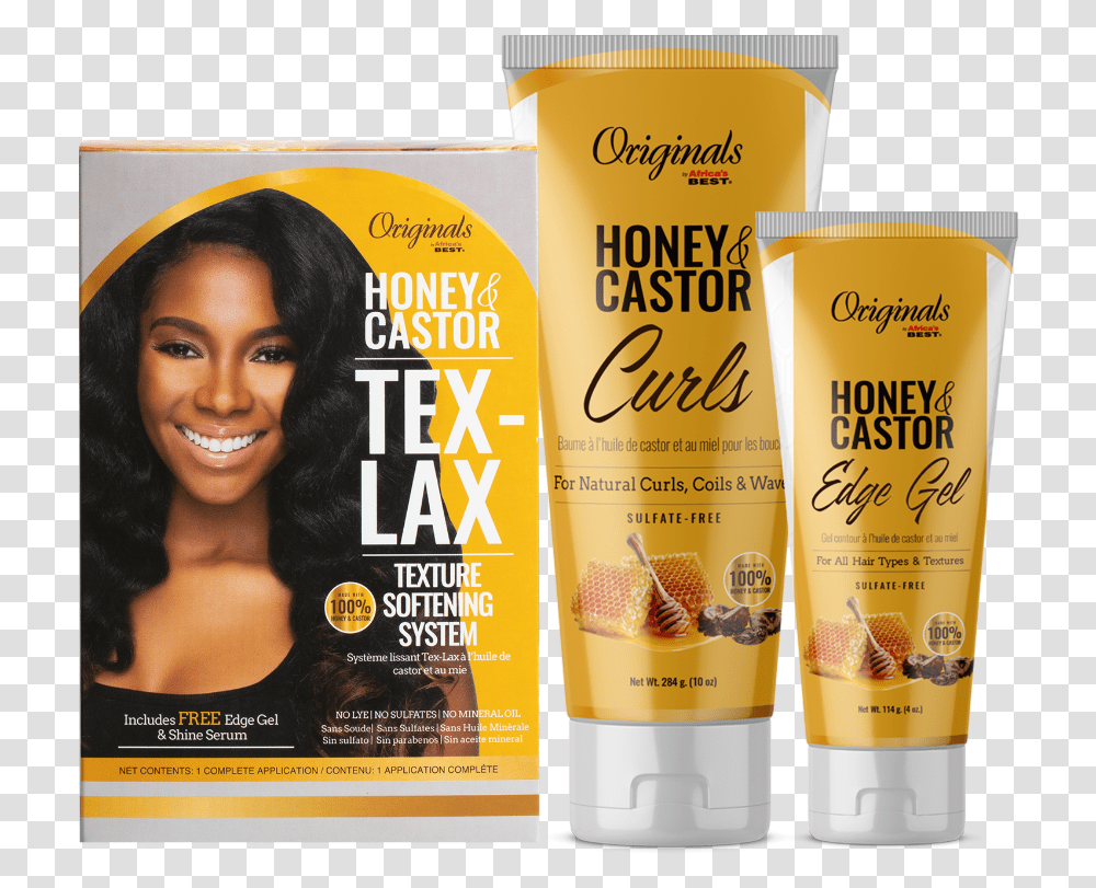 Honey & Castor Tex Lax Texture Softening Combo New Natural Hair Products 2020, Bottle, Person, Human, Cosmetics Transparent Png