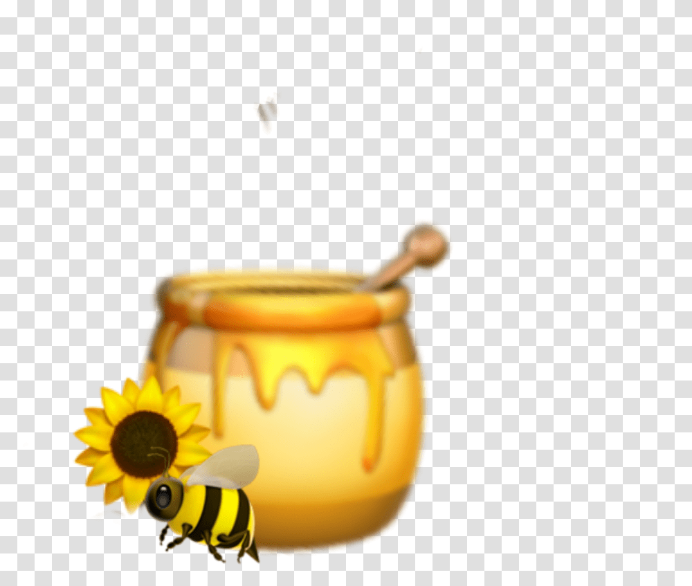 Honey Yellow Sunflower Bee Emoji Aesthetic Iphone Honey Emoji, Plant, Potted Plant, Vase, Jar Transparent Png