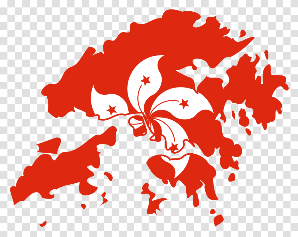 Hong Kong Flag Map Hong Kong Flag And Map, Leaf, Plant, Hibiscus, Flower Transparent Png