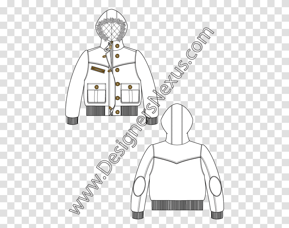 Hooded Drawing Kid For Free Download On Mbtskoudsalg Fashion Sketches, Military Uniform, Officer, Long Sleeve Transparent Png