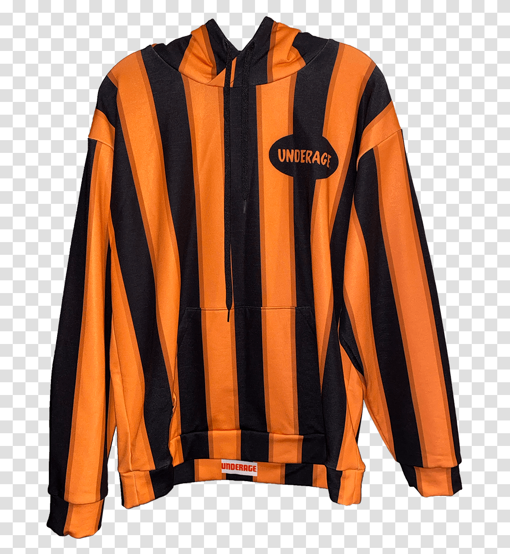 Hoodie Black Orange Long Sleeve, Clothing, Apparel, Jacket, Coat Transparent Png