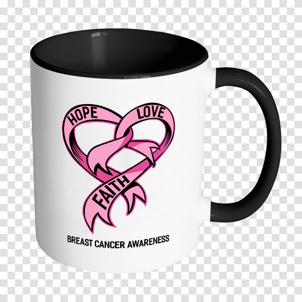 Hope Love Faith Breast Cancer Awareness Pink Ribbon Awesome, Coffee Cup Transparent Png