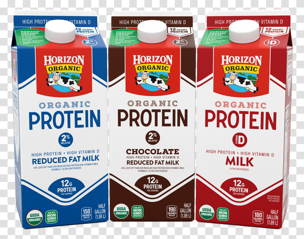 Horizon Organic Protein Milk, Label, Beverage, Flyer Transparent Png