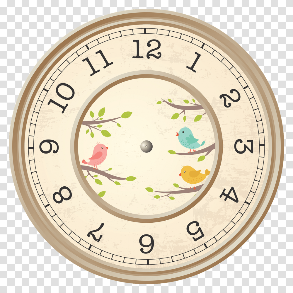 Horloge Beige Dcoration Oiseaux Objects With Circle Shape, Analog Clock, Clock Tower, Architecture, Building Transparent Png