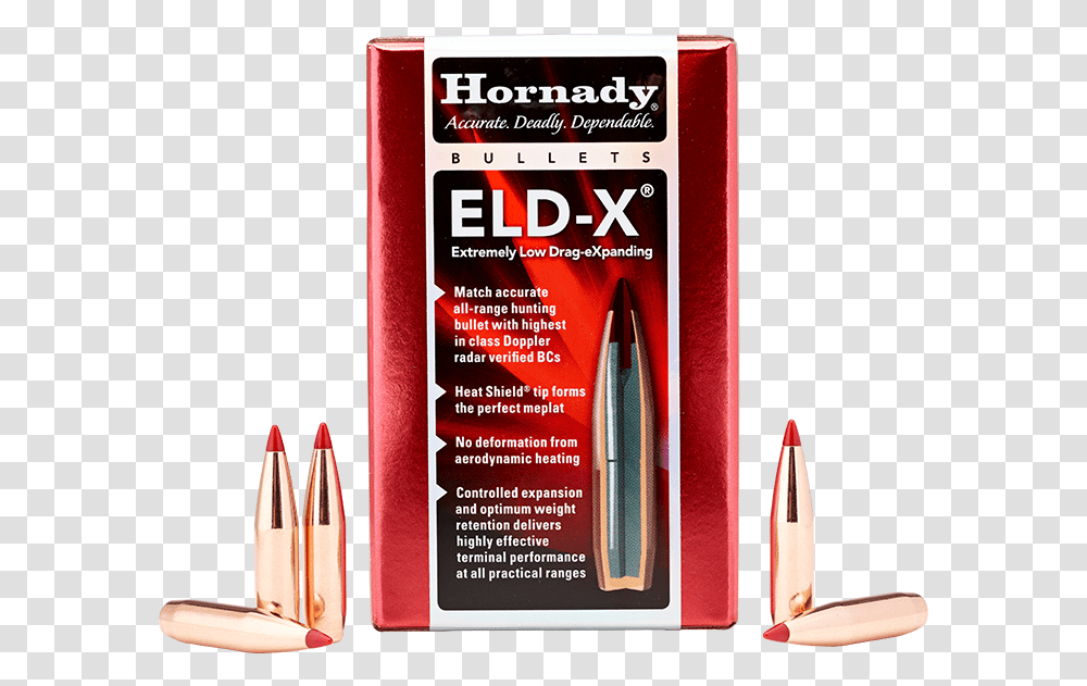 Hornady Eld X 308 Bullet, Weapon, Weaponry, Ammunition Transparent Png