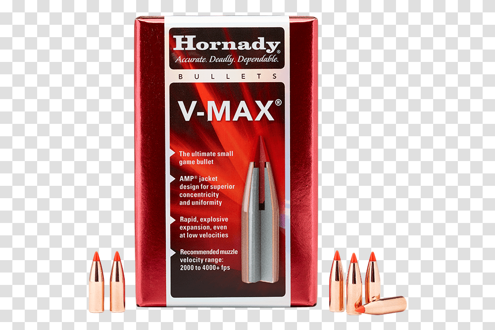 Hornady V Max, Weapon, Weaponry, Ammunition, Bullet Transparent Png