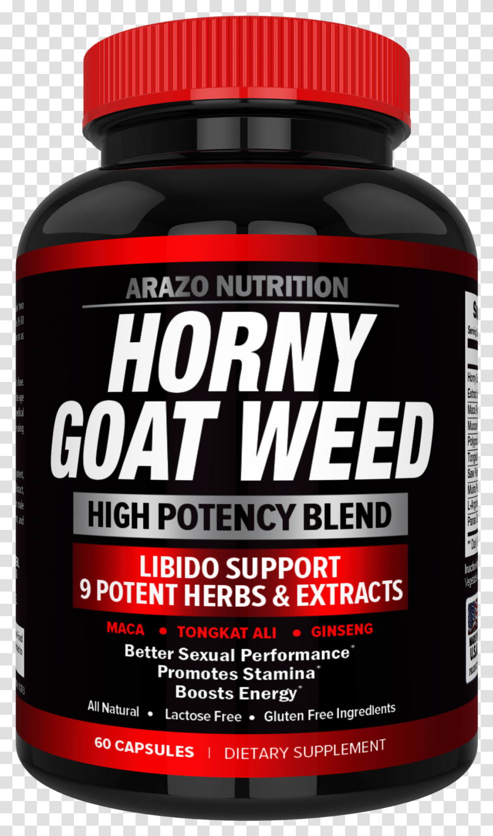 Horny Goat Weed Bodybuilding Supplement, Label, Medication, Tin Transparent Png