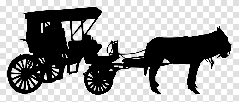 Horse And Buggy Mule Horse Harnesses Carriage Horse Carriage Silhouette, Gray, World Of Warcraft Transparent Png