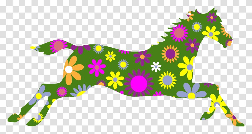 Horse Clipart Flower, Floral Design, Pattern, Label Transparent Png