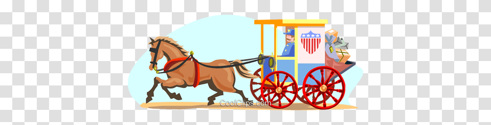 Horse Drawn Mail Carriage Royalty Free Vector Clip Art, Mammal, Animal, Person, Vehicle Transparent Png