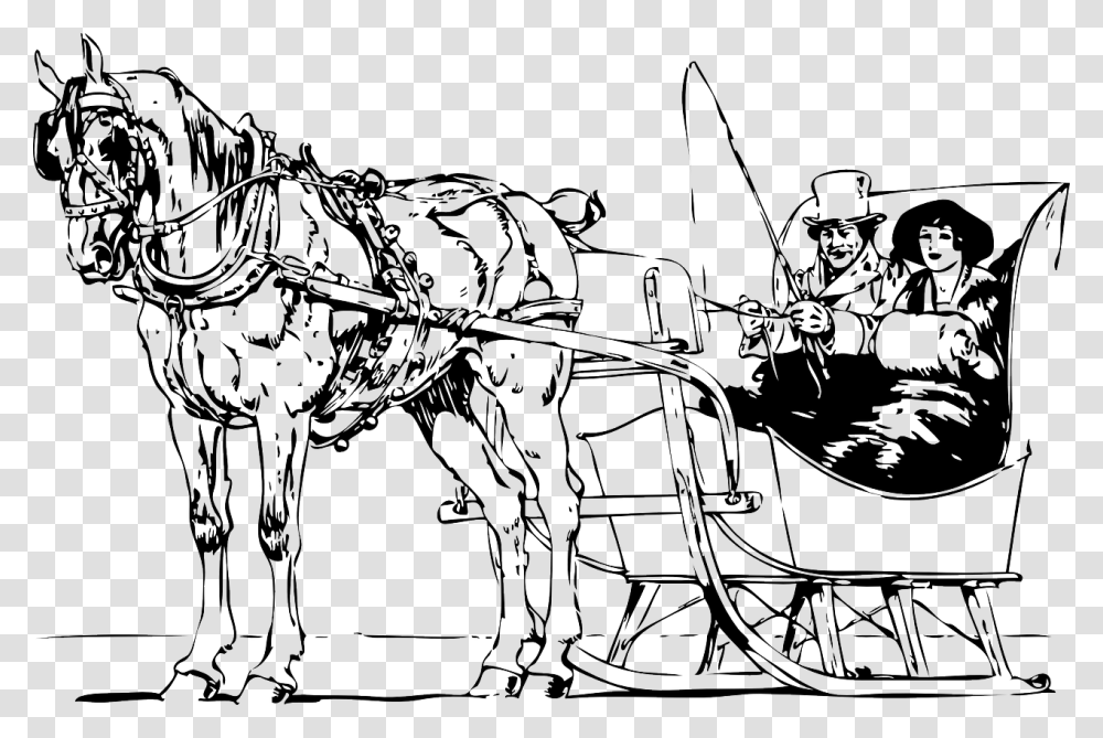 Horse Drawn Sleigh Clip Art, Horse Cart, Wagon, Vehicle, Transportation Transparent Png