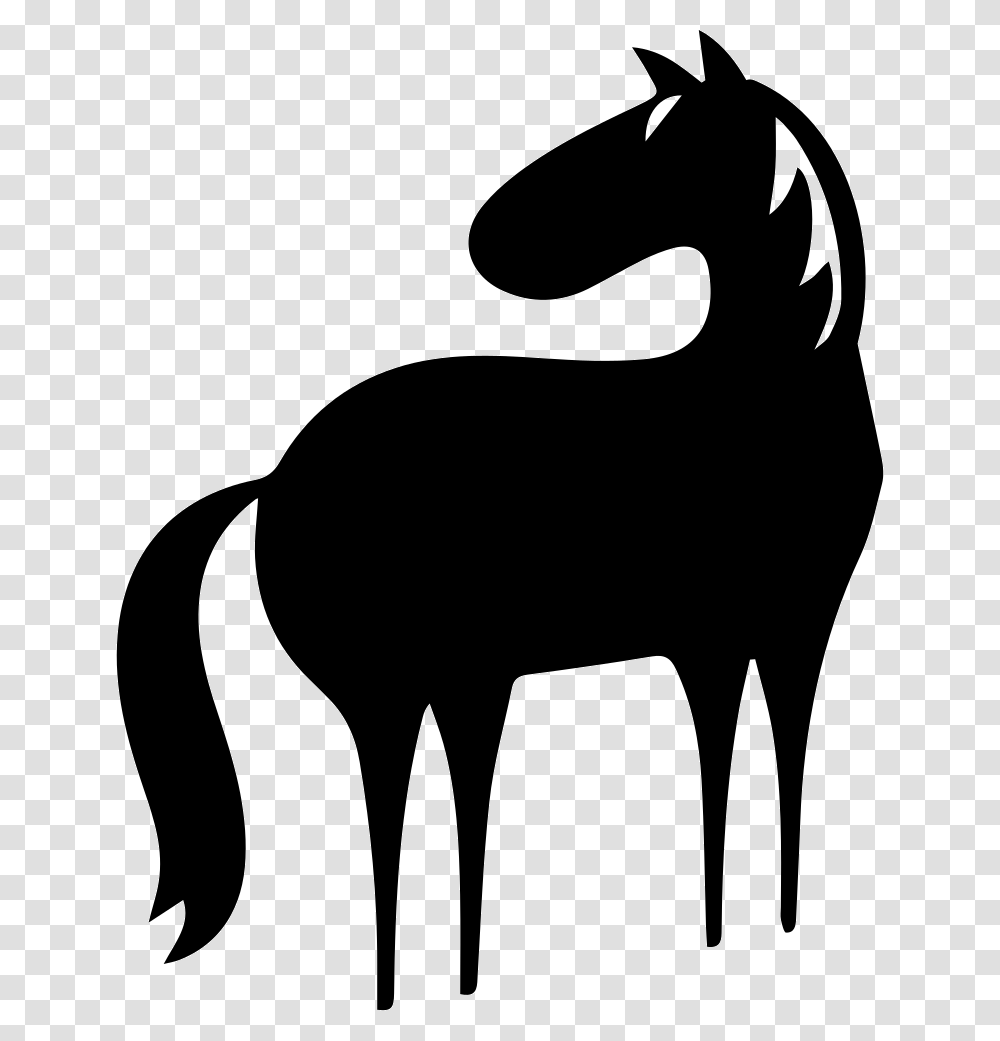 Horse Full Body Cartoon Variant Facing The Left Direction Cute Cartoon Black Horse, Silhouette, Stencil, Animal Transparent Png