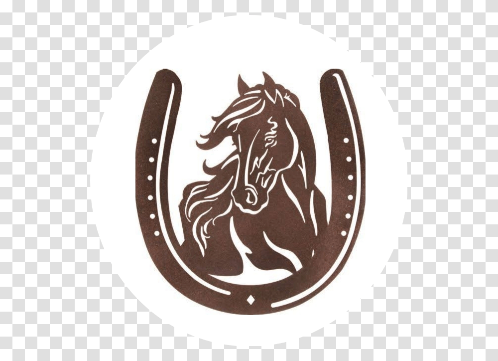 Horse Head In Horseshoe Logo, Trademark, Rug, Label Transparent Png