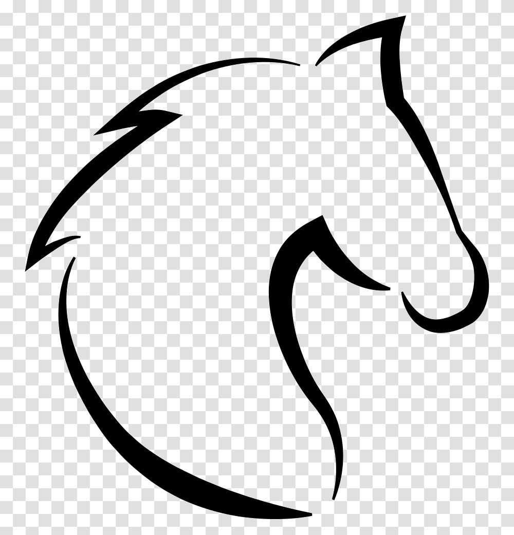 Horse Head Outline Horse Head Outline Silhouette, Stencil, Animal, Mammal, Label Transparent Png