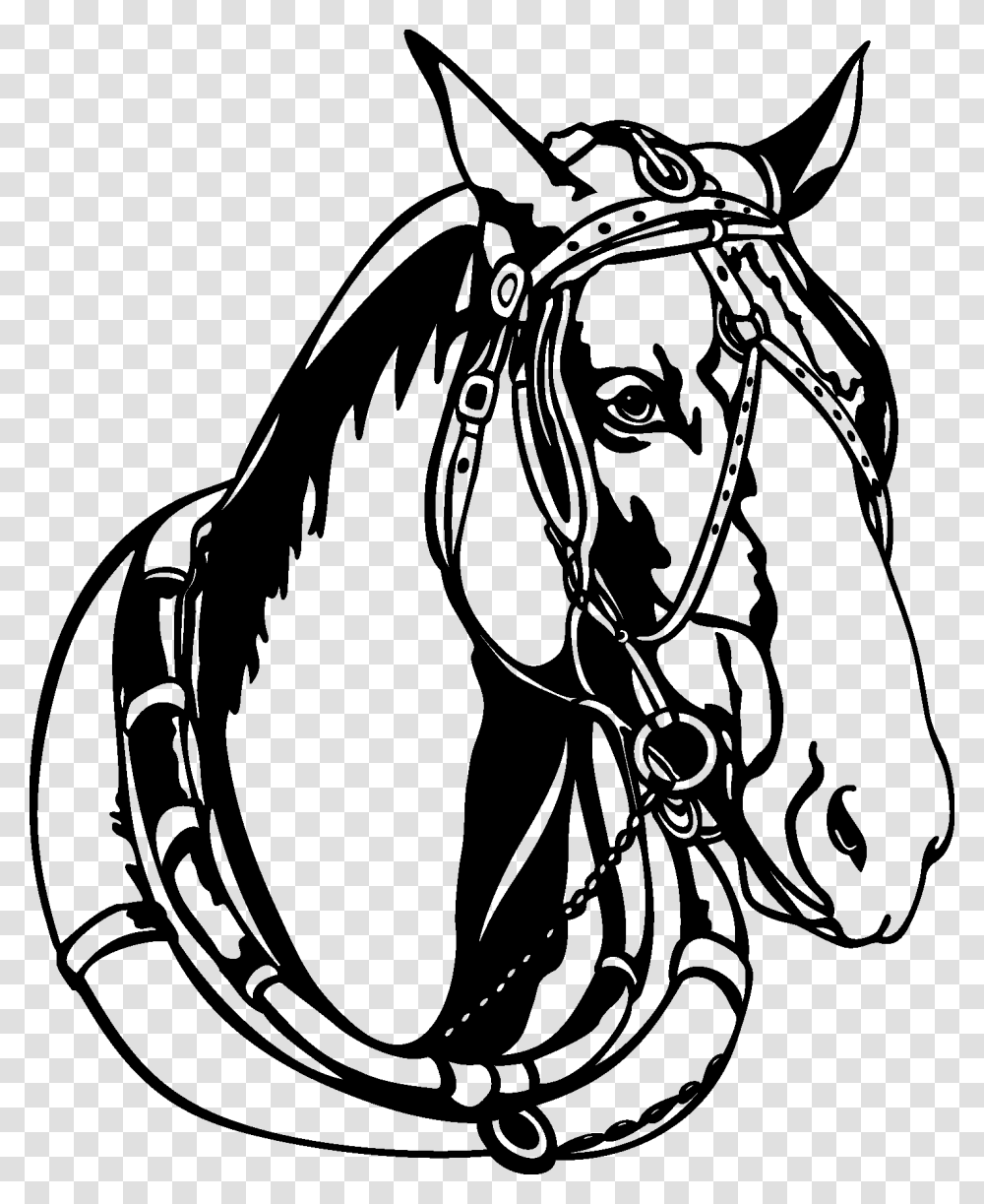 Horse Head Silhouette Horse Head With Bridle Clip Art, Horseshoe, Stencil, Mammal, Animal Transparent Png