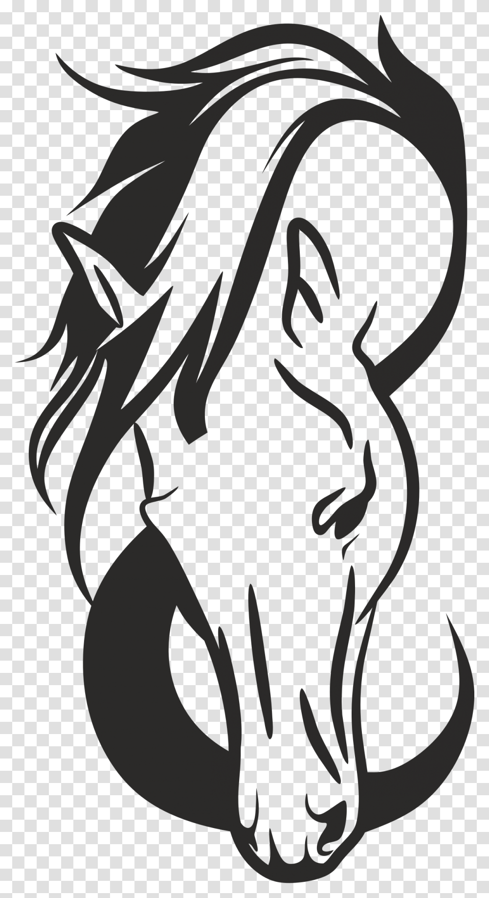 Horse Head Silhouette Vector, Stencil, Dragon, Tree, Plant Transparent Png