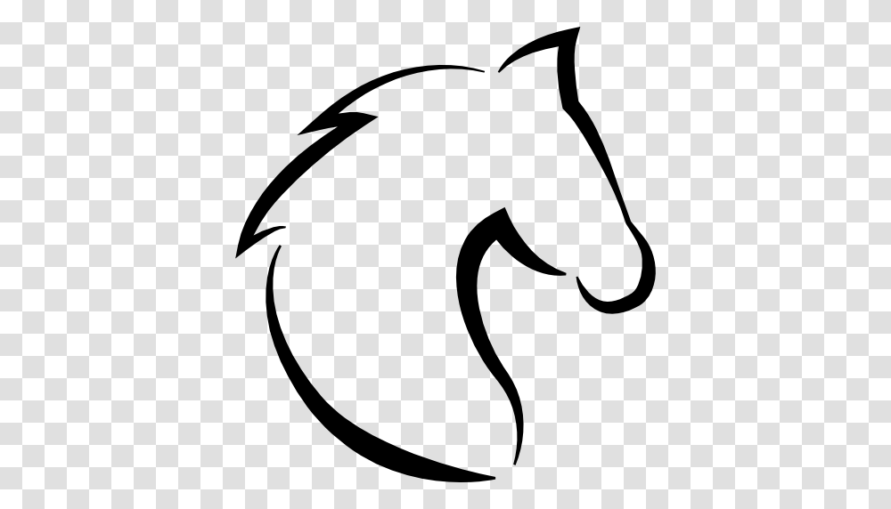 Horse Head With Hair Outline, Stencil, Animal, Mammal, Label Transparent Png