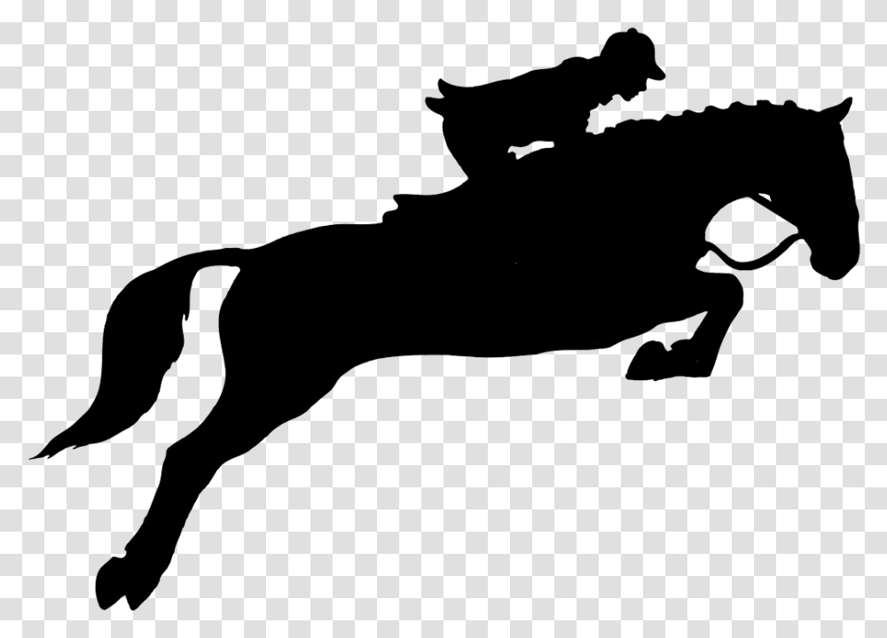 Horse Jumping Hurdle Horse And Rider Silhouette Jumping, Mammal, Animal, Gun, Weapon Transparent Png