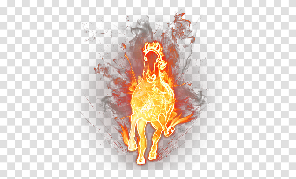 Horse On Fire, Bonfire, Flame, Animal Transparent Png
