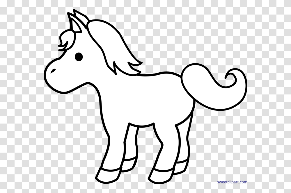 Horse Pony Black White Lineart Cute Clip Art, Mammal, Animal, Stencil, Dog Transparent Png