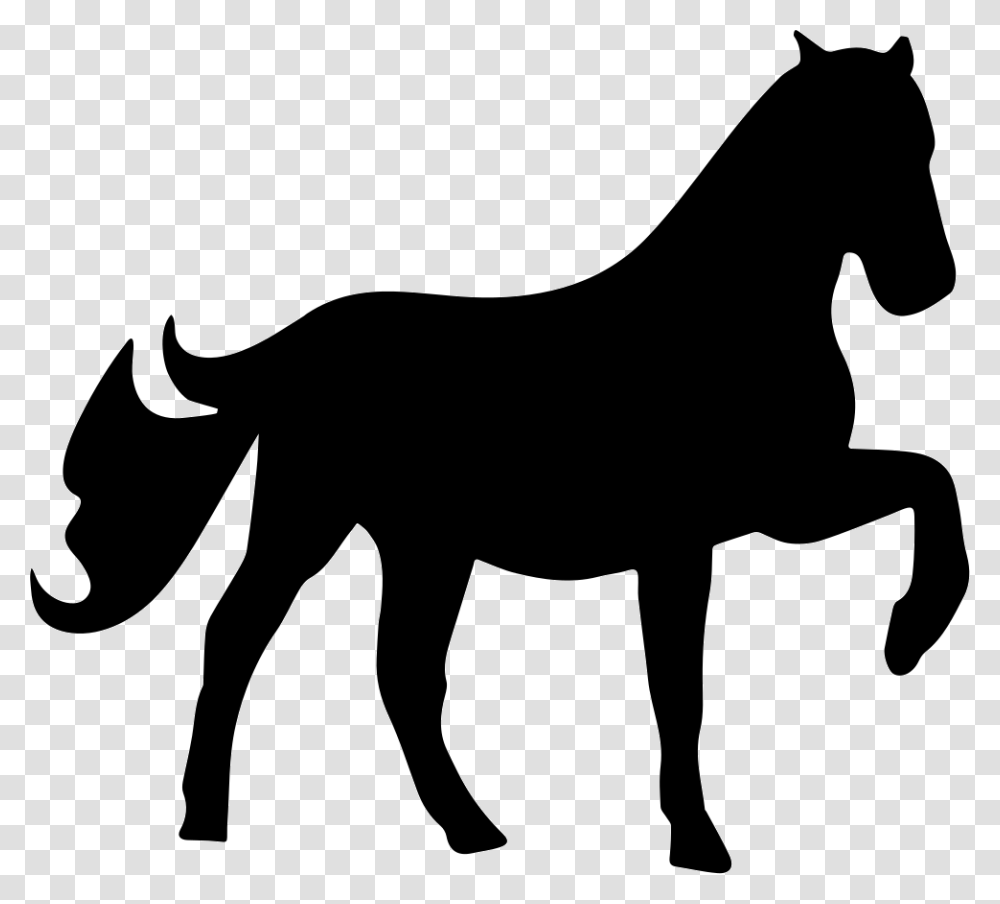 Horse Raising One Foot Silhouette Horse Stencil, Mammal, Animal, Colt Horse, Foal Transparent Png