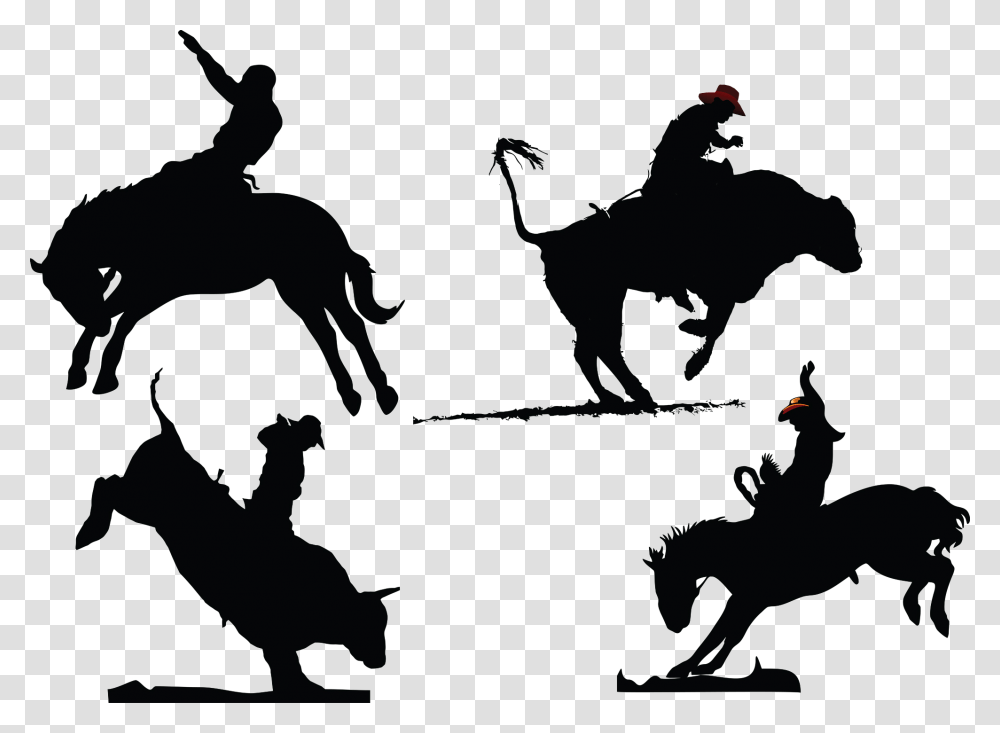Horse Rodeo Silhouette Bull Riding Rodeo Silhouette, Stencil, Person, Human, Mammal Transparent Png