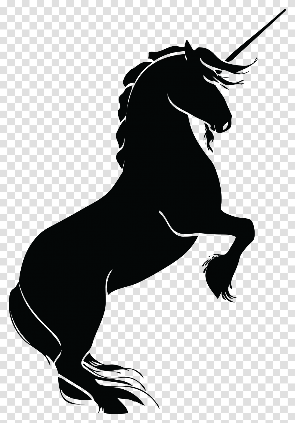 Horse Unicorn Silhouette Clip Art Rearing Unicorn Silhouette, Person, Human, Kneeling, Photography Transparent Png