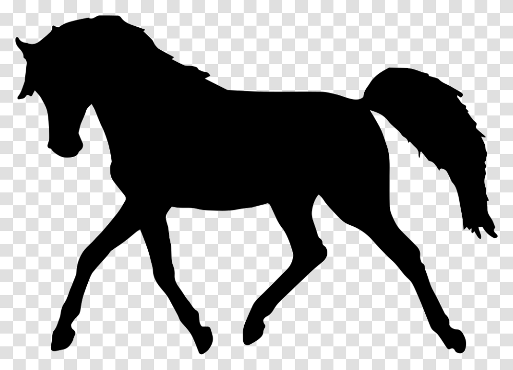 Horse Walking Black Silhouette Facing To Left Background Horse Clipart, Mammal, Animal, Stencil, Dog Transparent Png