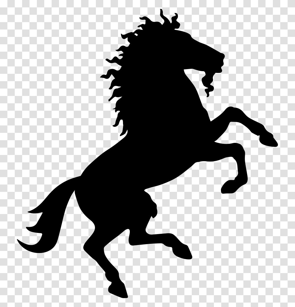 Horse Wild Black Shape On Back Paws Icon Free Download, Silhouette, Stencil, Person, Human Transparent Png